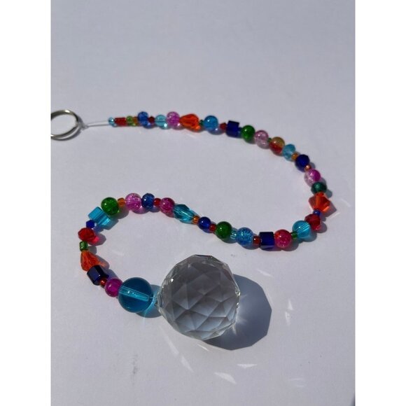 Beaded Suncatcher Bright Multicolored Crystal Prism Hanging Patio Decor Yard Art - Picture 4 of 9